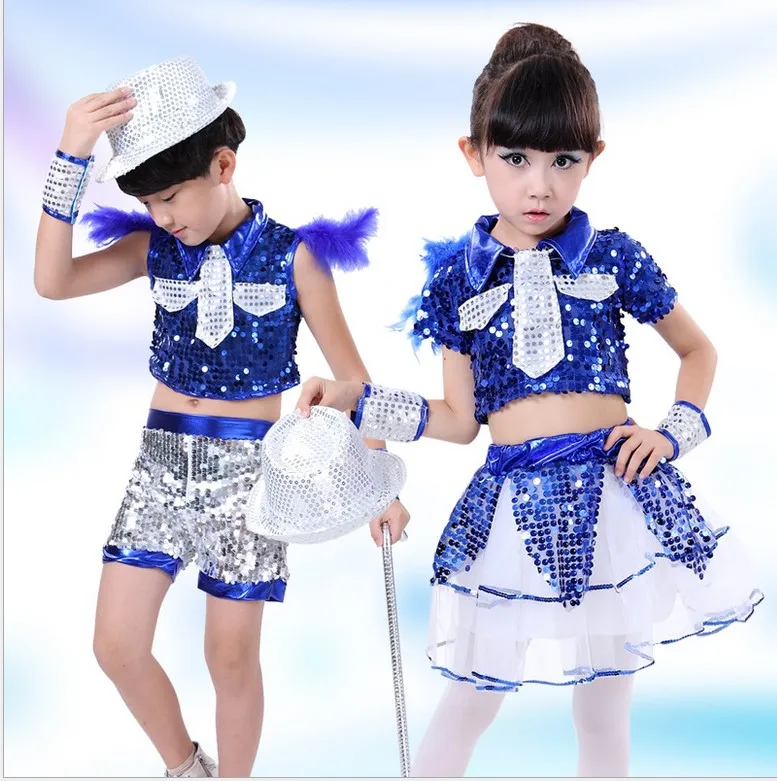 Бесплатная доставка Детский костюм для девочек и мальчиков золотого синего