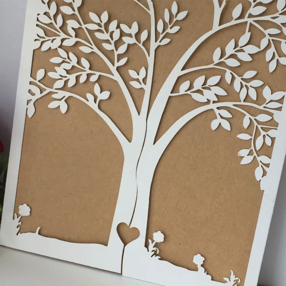40pcs/lot Delicate Pearl Paper Laser Cut Tree Shape Wedding Invitation Card Romantic Decorations Birthday Party Invite | Дом и сад