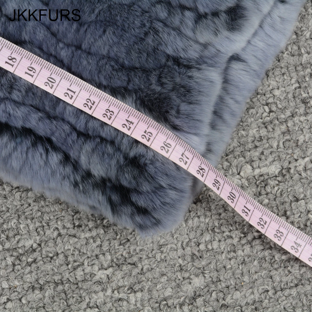 JKKFURS женский меховой шарф из меха кролика рекс шаль глушитель мягкий высококачественный зимний теплый шарф S7127