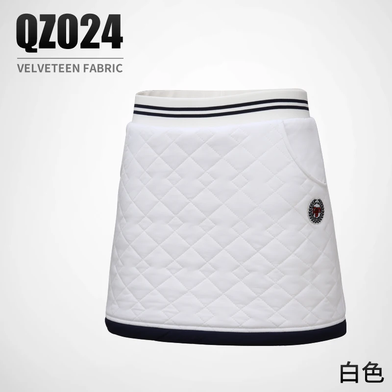 skirt white PGM одежда для гольфа, Женская куртка без рукавов, осенняя/зимняя женская одежда, костюм, ветровка, плюс бархатный жилет, Спортивная одежда на молнии - Цвет: skirt white