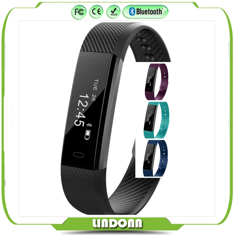 Id115 смарт браслет bluetooth цифровой шагомер фитнес трекер для android ios 24 h в режиме