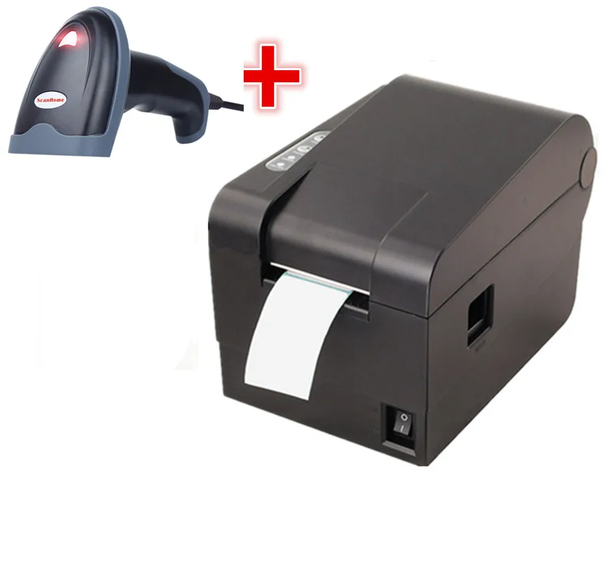 

1D wired barcode Scanner+clothing tag 58mm Thermal barcode printer sticker printer Qr code the non-drying label printer