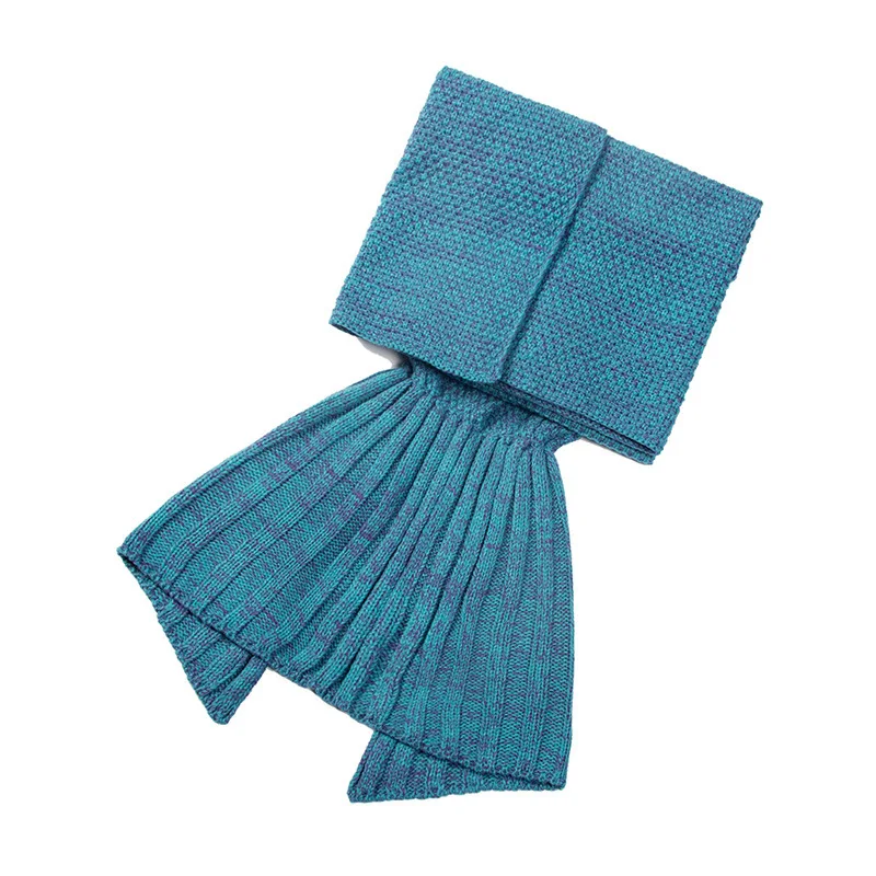 turquoise blue CAMMITEVER, 4 размера, трикотажное одеяло «хвост русалки», мягкая спальная кровать, ручная работа, вязаное крючком, не скатывается, переносное одеяло на весну - Цвет: turquoise blue