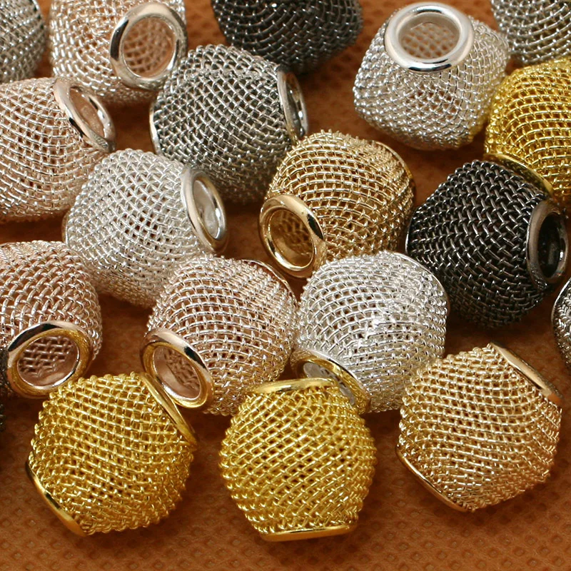 6 шт./лот бусины ручной работы с большим отверстием полые фонарики металлические