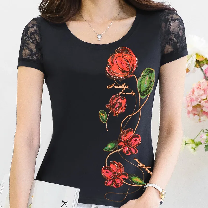 Photo Color Poleras де Mujer Футболка с принтом Для женщин летние топы, декорированные стразами короткий рукав Футболка размера плюс; женские Вьетнамки Femme футболки для девочек - Цвет: Photo Color