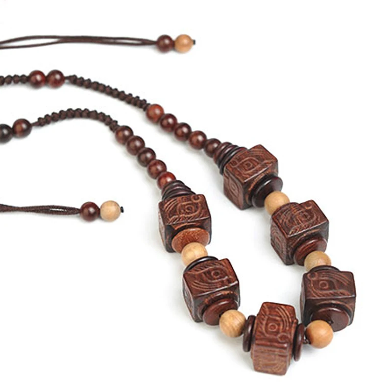 Античные мужские ожерелья Laos Rosewood амулеты в виде маски животного кулон чокер для
