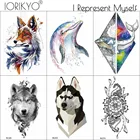 Милые временные тату-наклейки IORIKYO с дельфином, 3D, Хаски, мужские флэш-тату, татуировки на руку, Кит, для женщин и мужчин, водостойкие, родовые, лиса, цветок, кончик для макияжа