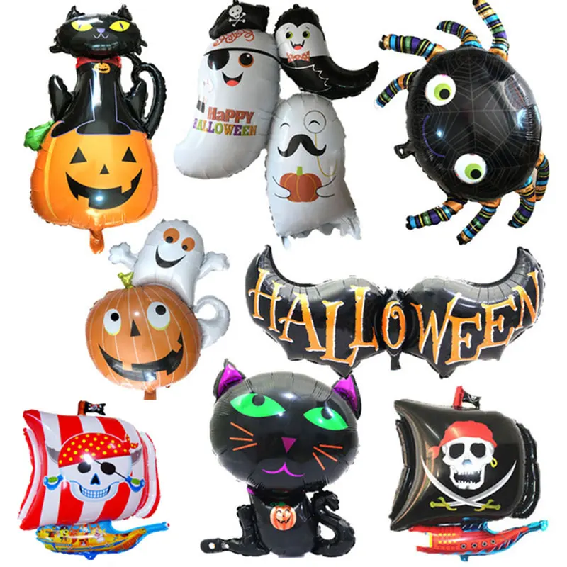 1 шт./10 видов стилей Черный кот тыквы летучей мыши на Хеллоуин ЕВА Фольга шарики