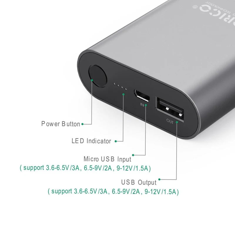 ORICO QS1 QC3.0 power Bank 10050mA LG18650 Высокая емкость Универсальное портативное быстрое