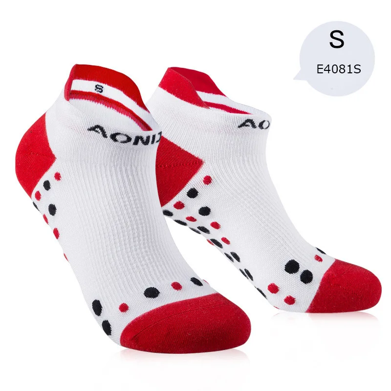 AONIJIE E4081 для спорта на открытом воздухе, бега, спортивной производительности, вкладки, тренировочная подушка, Компрессионные носки, защита от пятки, для велоспорта - Цвет: S Red E4081S