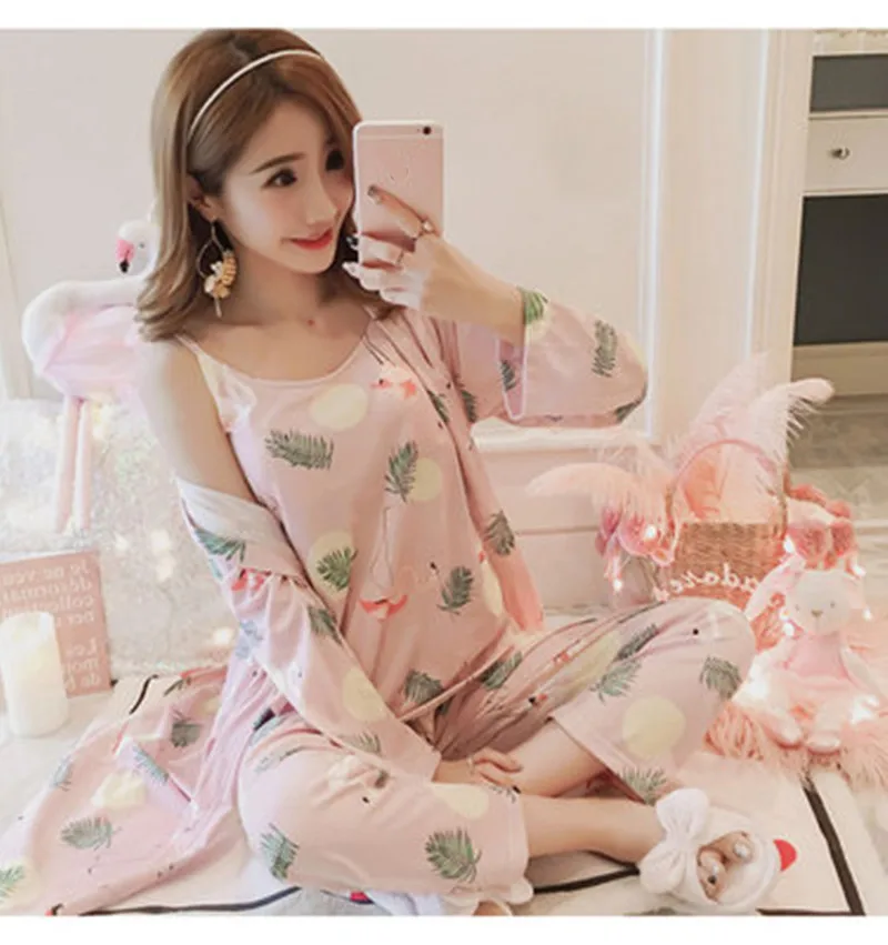 Style 12 Пижамный комплект Для женщин сексуальное платье, бодикон, с рисунком, летние тонкие хлопковые пижамы с длинным платья брюки жилет с новой уникальной технологией рассеивания 5 шт./компл. дома большой Размеры, одежда для сна - Цвет: Style 12