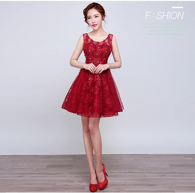 Robe De Soiree Красные кружевные короткие коктейльные платья с разрезом Роскошные вечернее платье для выпускного вечера Выпускные платья Burgundy Розовая Одежда