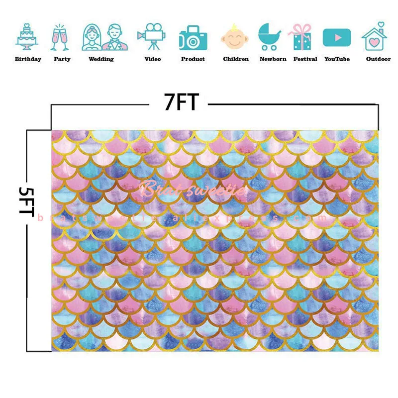 Фон для фотосъемки с изображением морской русалки 7 Х5 футов | Дом и сад
