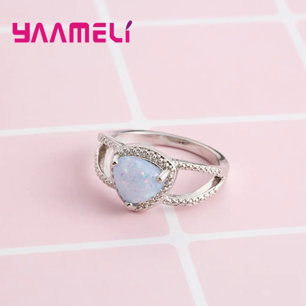 Женское Двухрядное кольцо из серебра 925 пробы с голубым опалом|Кольца| |