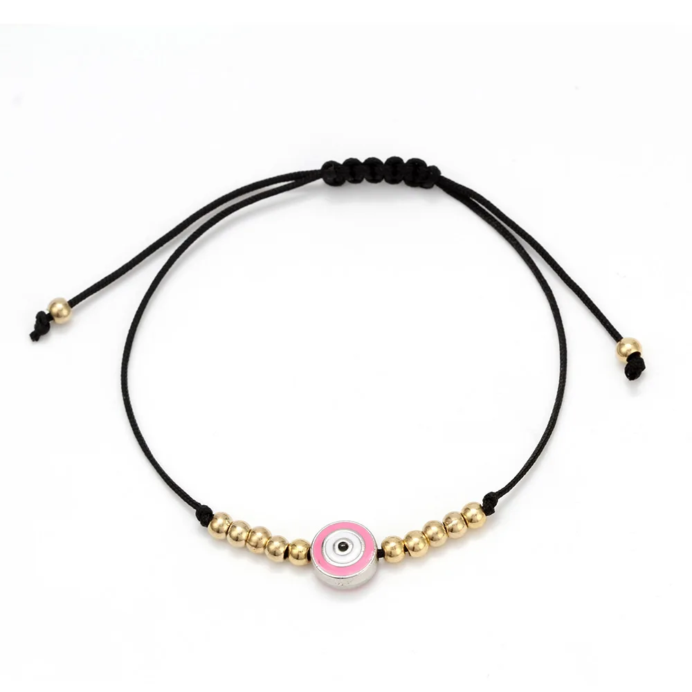 pink ccb Стеклянный браслет с бусинами от Lucky Eye, разноцветный очаровательный браслет со сглаза, Золотой Серебряный браслет-цепочка для женщин, женские ювелирные изделия EY476 - Окраска металла: pink ccb