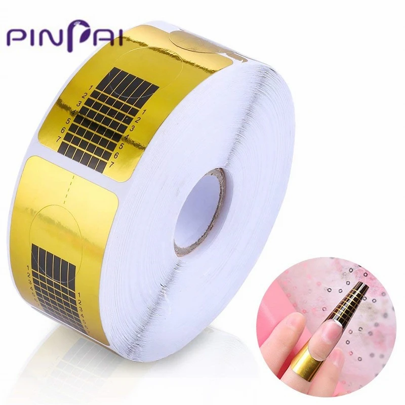 PinPai 500 шт. Прямоугольная форма для наращивания ногтей бумажная наклейка маникюра