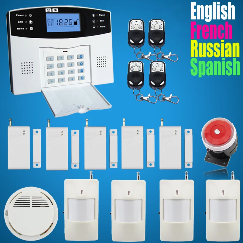 Английский Русский Испанский Французский Голос Беспроводная GSM сигнализация