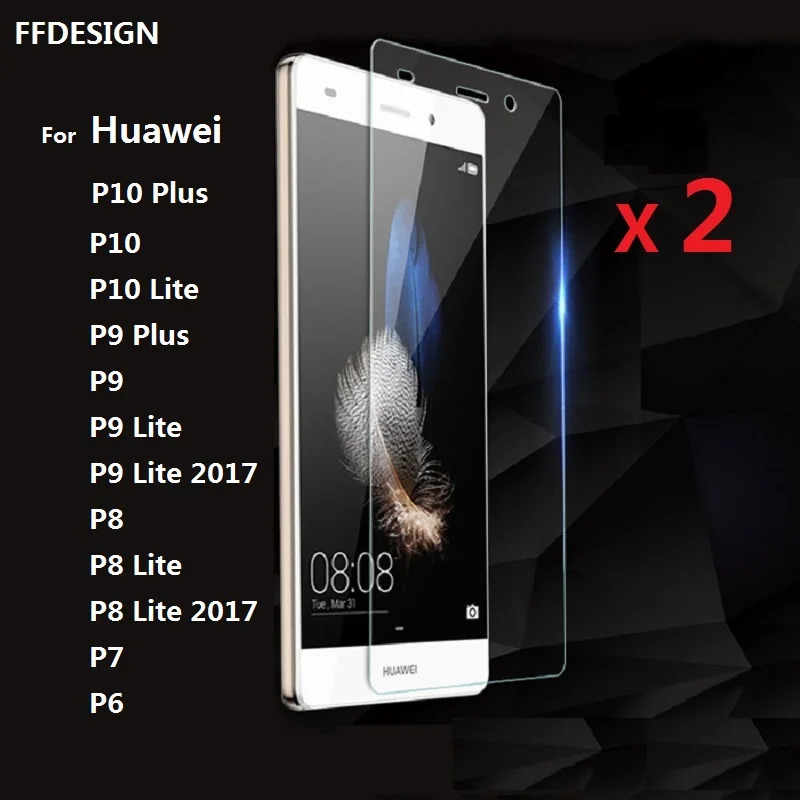 2x закаленное стекло для Huawei P10 Lite Защитное экрана P9 2017 Plus P7 P6 P8 пленка из фольги|glass