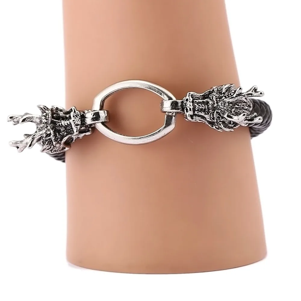 

2016 Hot Fashion Dragon Jewelry Cool Men's Bracelets Genuine Leather Black Bracelet Man Vintage creative creative gift