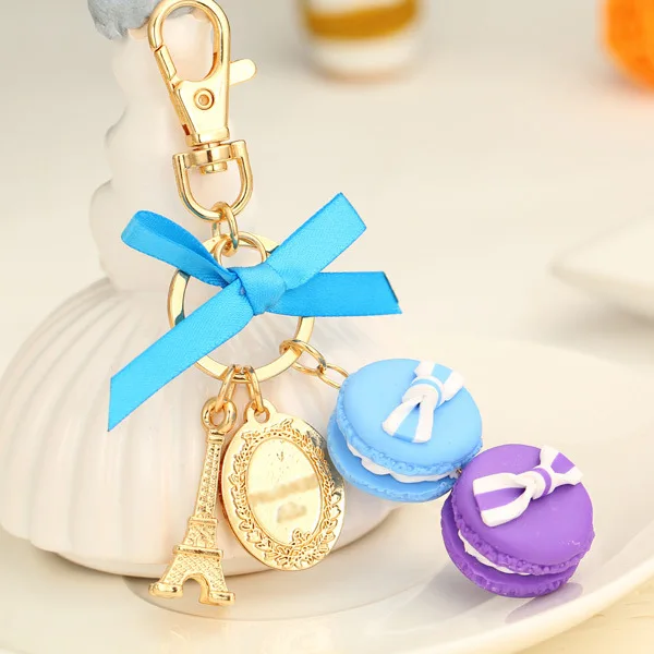 Случайные Смешанные Macarons Торт Курица Брелок Сумка Кулон Ключа Автомобиля Кольца