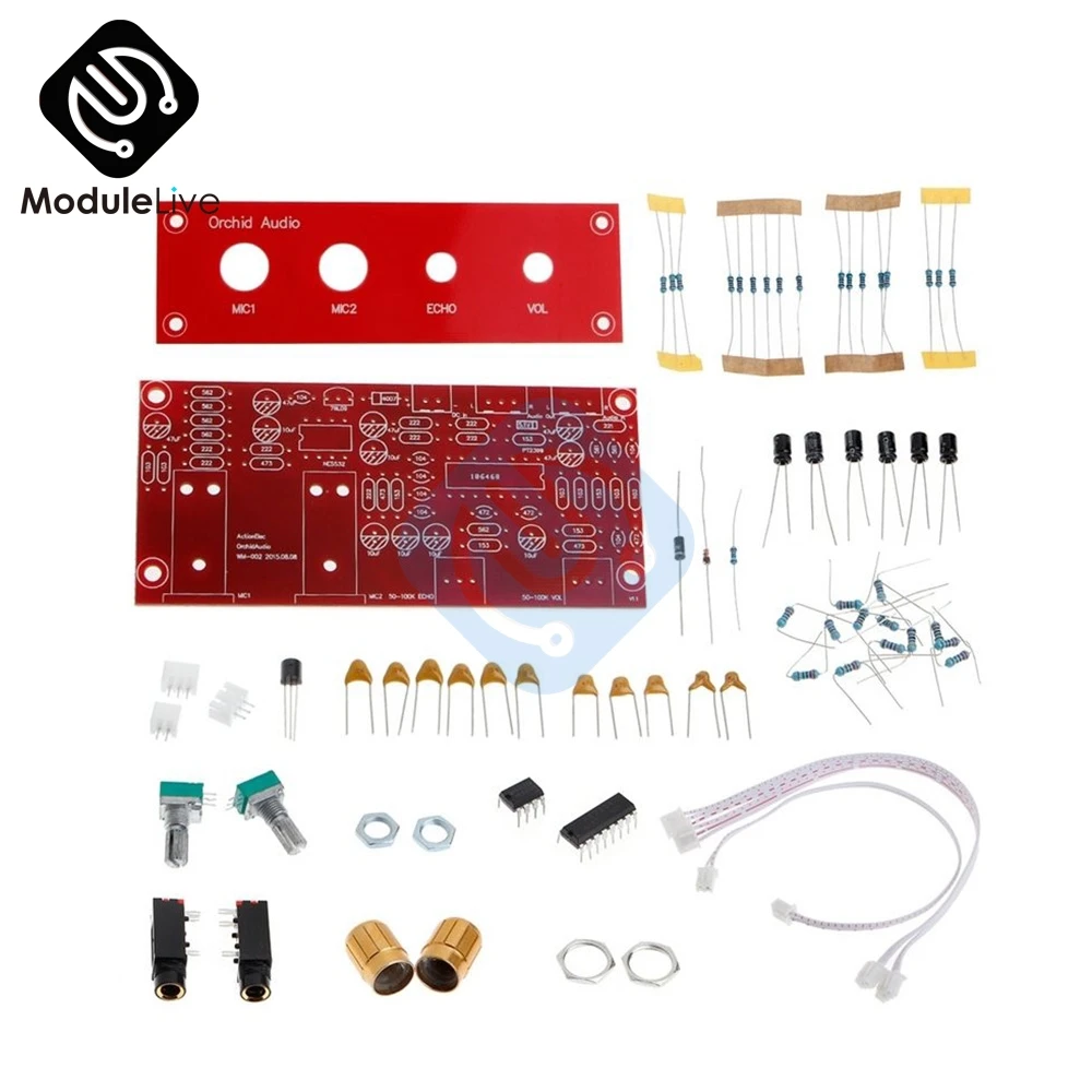 DIY PT2399 цифровой микрофон усилитель доска караоке пластина реверберации предусилитель Reverberator набор компонентов NE5532 DC 12 V-24 V