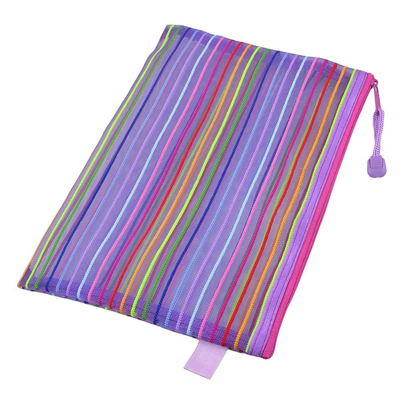 Молния нейлоновая сетка фиолетовая полоса А5 документы файлы ручка карманная