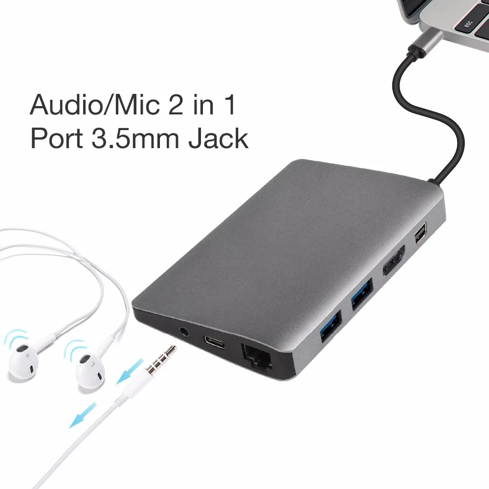 DZLST концентратор USB Type C к USB/HDMI/RJ45/Mini DP/SD кардридер аудио разветвители для MacBook samsung S9 huawei P20 Thunderbolt 3 концентратор