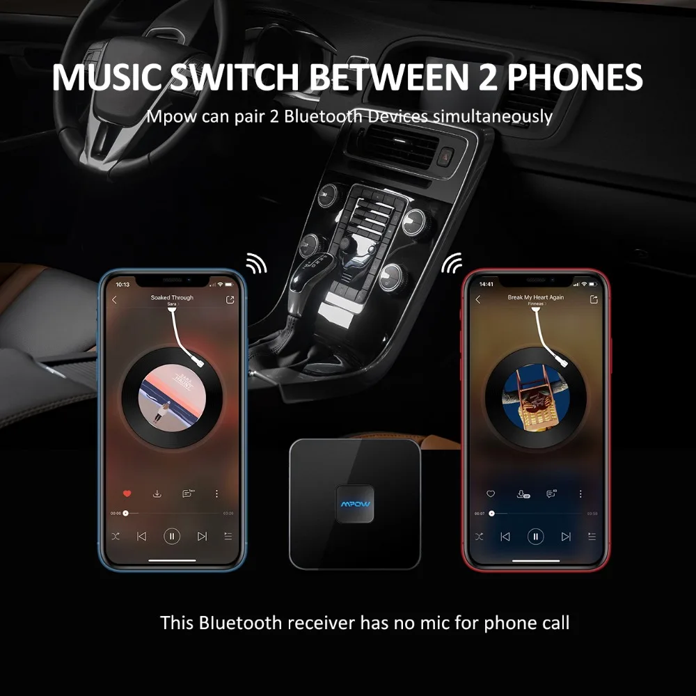 Mpow Bluetooth 4,1 приемник беспроводной аудио адаптер с высококачественным стереозвуком и встроенным аккумулятором Bluetooth музыкальный приемник
