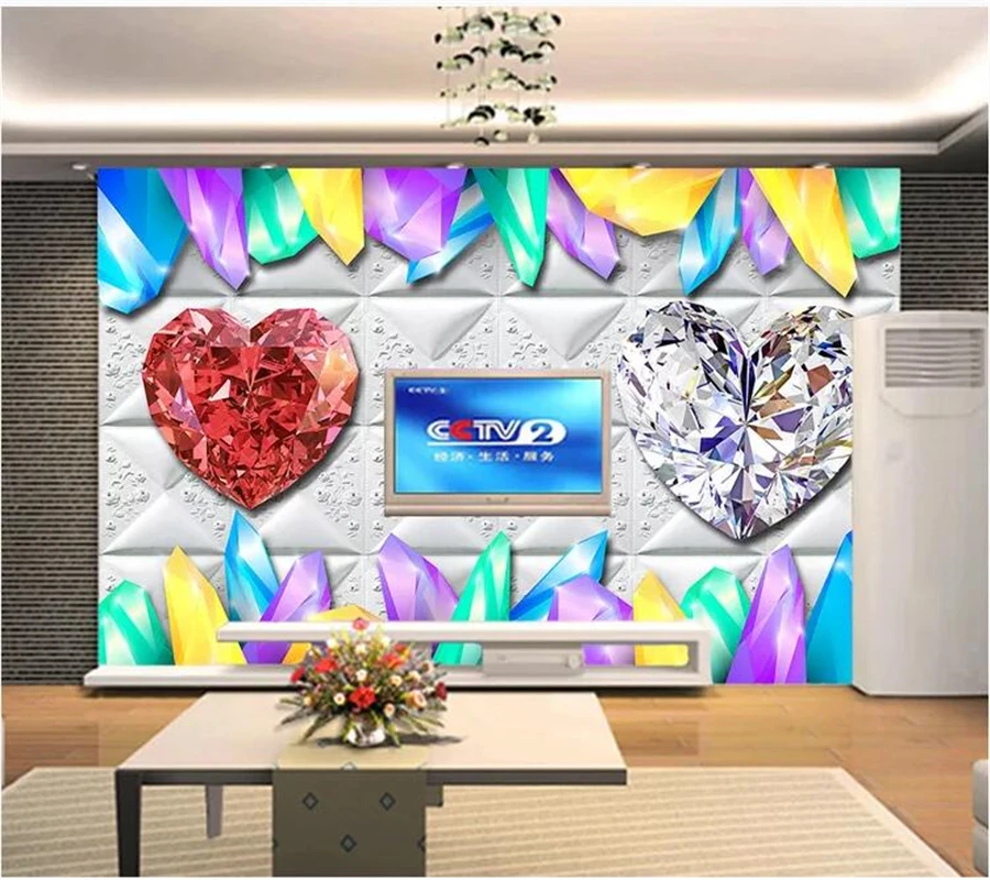 Wellyu пользовательские обои простой цвет конфеты кристалл любовь бриллиант фон