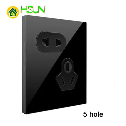 5hole socket 86 Тип, черный переключатель из закаленного стекла, 1, 2, 3, 4 комплекта, 1, 2 варианта, Переключатель точки ящерицы, Comuter, ТВ, телефонная розетка, Бытовой настенный переключатель - Цвет: 5hole socket