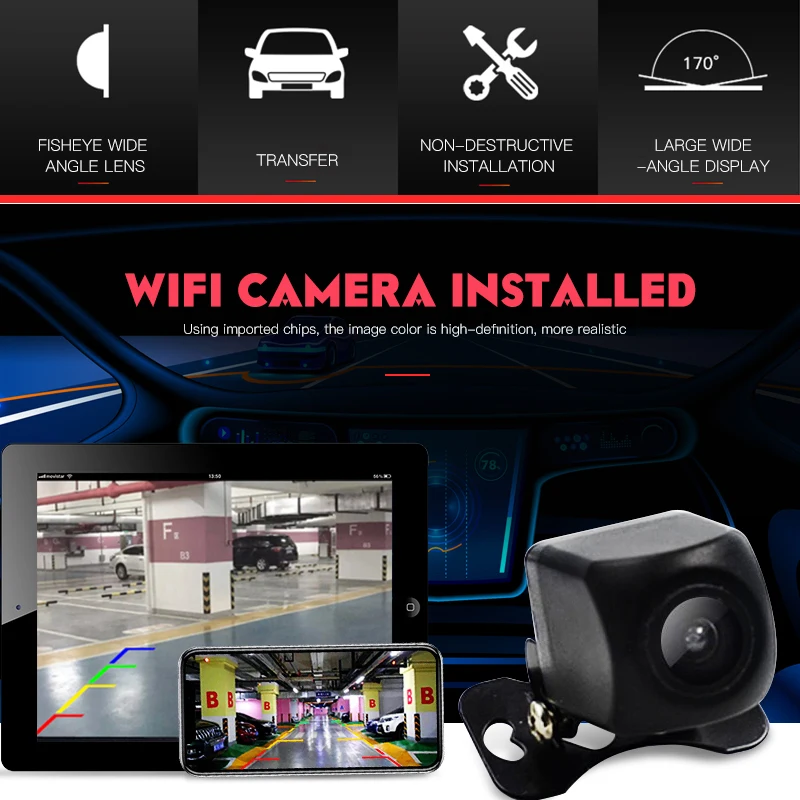 DIYKIT Car Rear View Camera WIFI Reversing Dash Cam Star Night Vision Tachograph Charger for iPhone Android Phone | Автомобили и