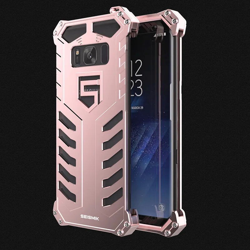 Rose Gold Алюминий сплав чехол для iPhone 7 8 X Xr Xs Max Heavy Duty Броня Военная Прочный Противоударный задняя крышка для galaxy S7 S8 S9 Note8 - Цвет: Rose Gold