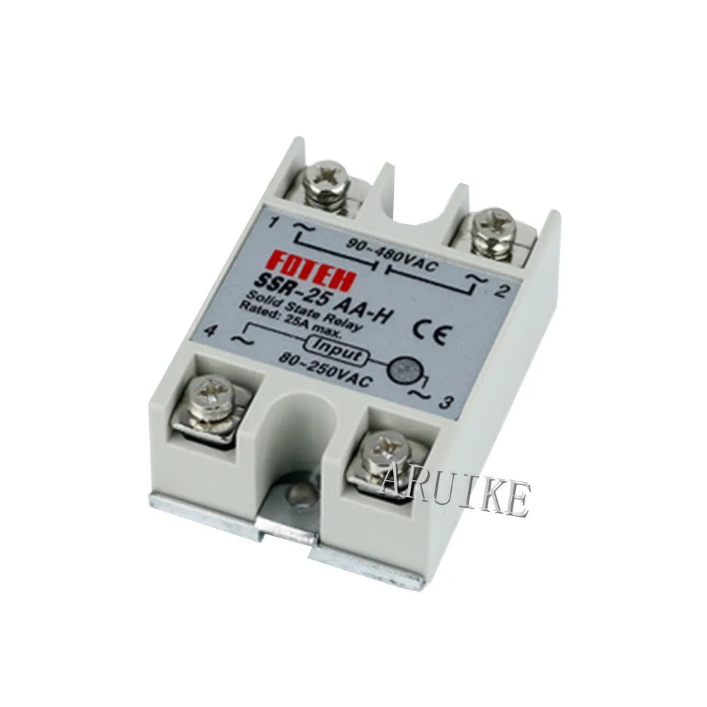 

Solid state relay SSR-25AA-H 12A actually 80-250V AC TO 90-480V AC SSR 25AA H relay solid state Resistance Regulator