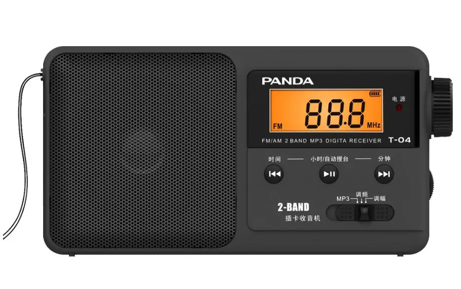 black Panda T-04 цифровой дисплей TF карта FM AM двухполосная литиевая батарея Зарядка портативное радио - Цвет: black