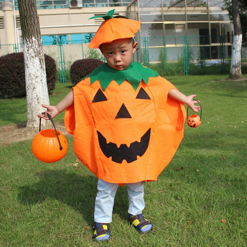 

Halloween Costume for Kids Pumpkin Hat + Pumpkin Clothing Suit Sets Children Cosplay Pumpkin Lantern Disfraces Carnaval JS406