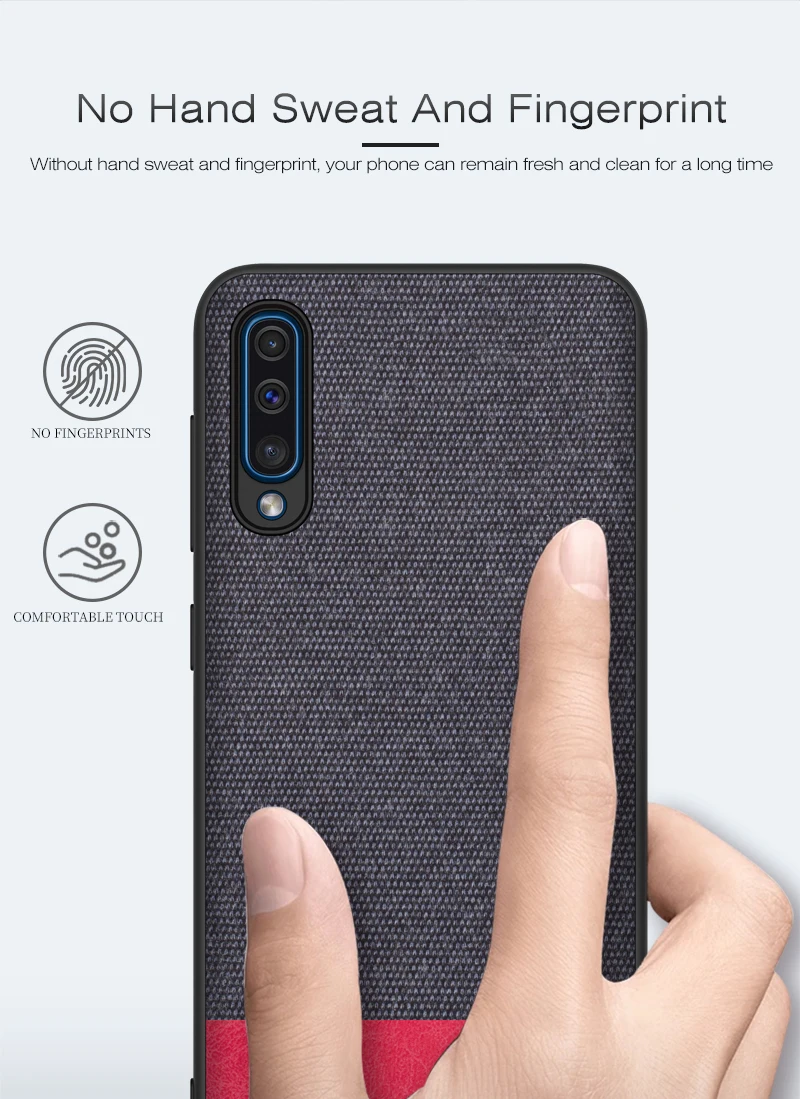 For Samsung Galaxy A50 A30 A10 Case Luxury Soft Silicone edge+Hard Cloth texture protective Back Cover for samsung a40 a70 |