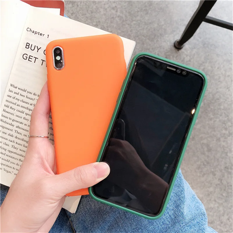 JIBAN Solid color black green wine red Phone Case for iphone 6 6splus 7plus 8 8plus Soft TPU Cover X XS MAX XR Cases |