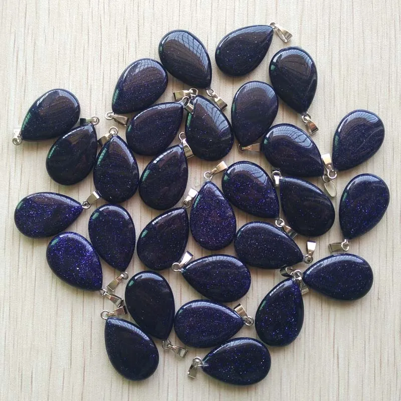 blue sand stone 50 шт./лот,, модные подвески из натурального камня в форме капли воды, подвески для ожерелья - Окраска металла: blue sand stone