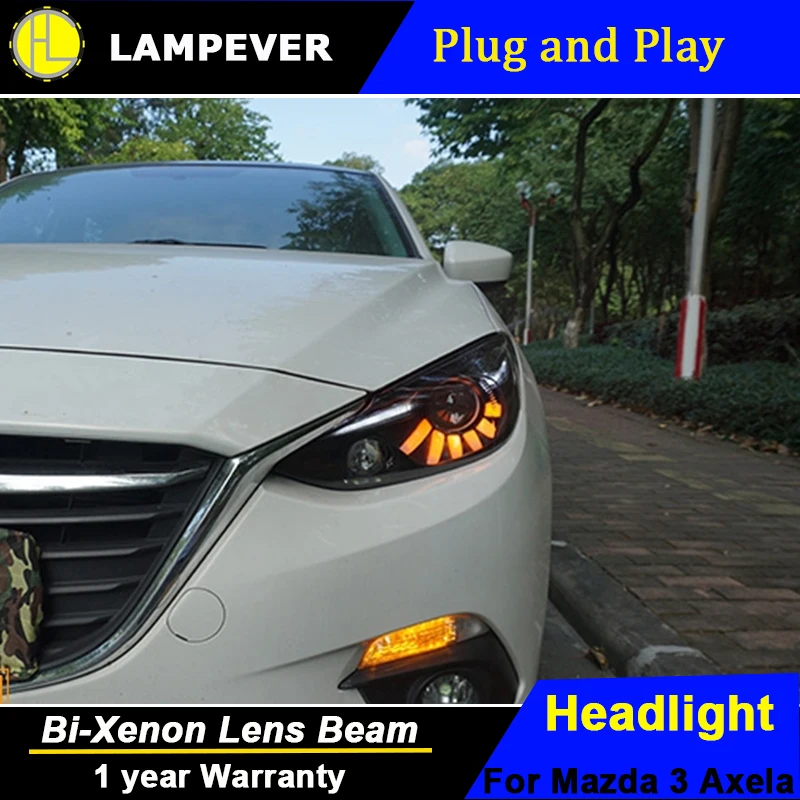 Lampever Стайлинг светодиодный ная фара для Mazda 3 Axela фары 2015 2016 Mazda3 Биксеноновая ные DRL