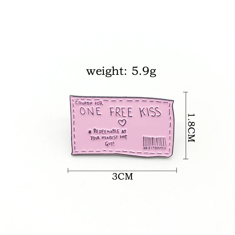 Эмалированная брошь в виде розового конверта с изображением персонажа