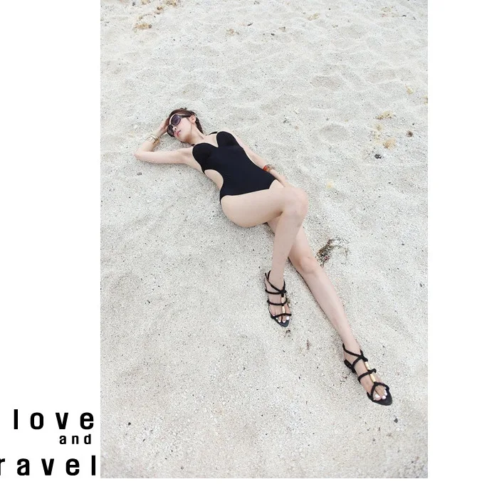 Женский купальный костюм с открытой спиной Одноцветный для пляжа Япония и Южная