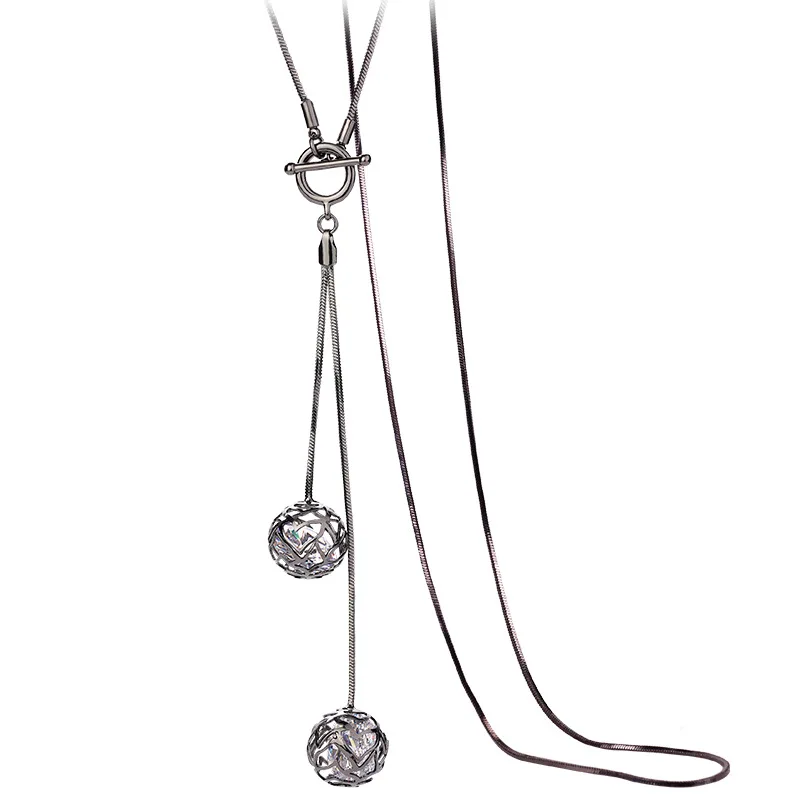 BYSPT ожерелья с шариками для женщин серебряная цепочка длинное ожерелье кулоном