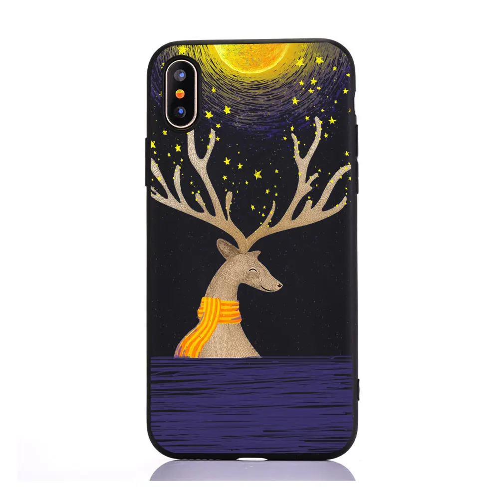 Год Рождественские подарки Лось снег милый чехол для телефона для iphone 11 PRO MAX 7 6 6s 8 Plus 5 5S se XR X XS MAX Мягкий ТПУ силиконовый чехол - Цвет: tpu  A1600