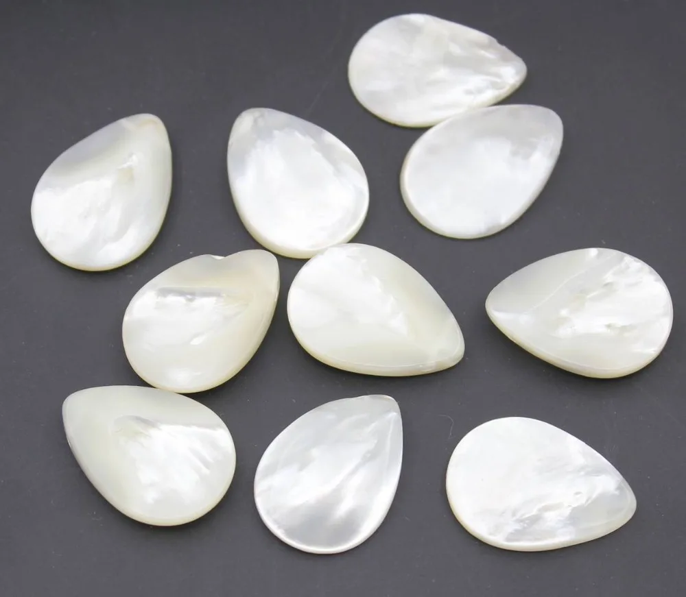 

10 PCS Pear Shape Natural White Seawater Shell Loose Beads Pendant Jewelry Making DIY 18mmX25mm Top Hole