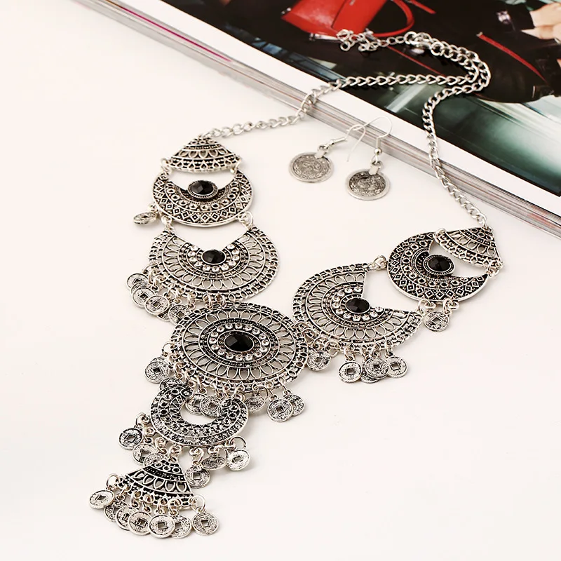 LZHLQ Длинные Макси круглые подвески ожерелья винтажные монеты кисточки мозаичные