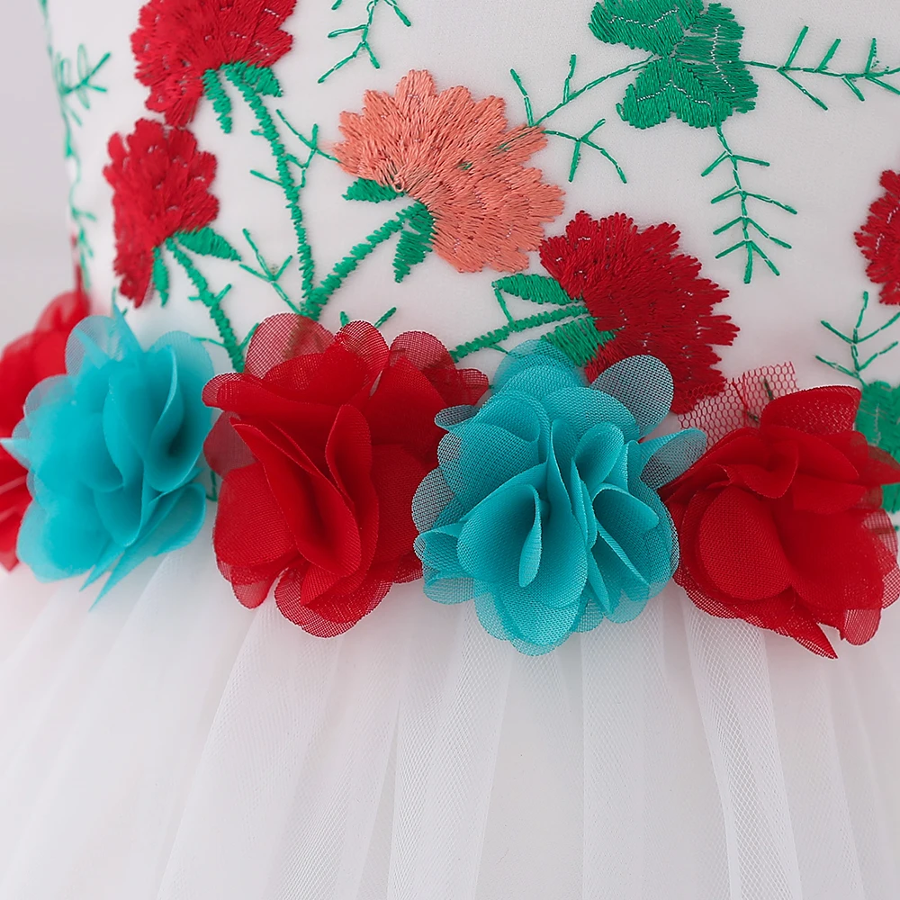 

Newborn Baby Girl Dresses Three-dimensional Flower Embroider Lace Tutu Floral Birthday Baptism Princess Kids Girl Dress L1878XZ