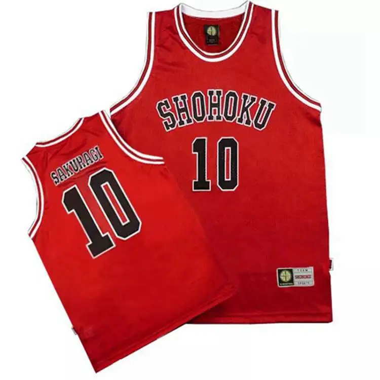 No. 10 Sakuragi Аниме Shohoku школьная баскетбольная команда 1-15 SLAM DUNK Косплей Костюм Sakuragi Джерси для косплея Hanamichi Топы рубашка Спортивная одежда Униформа - Цвет: No. 10 Sakuragi
