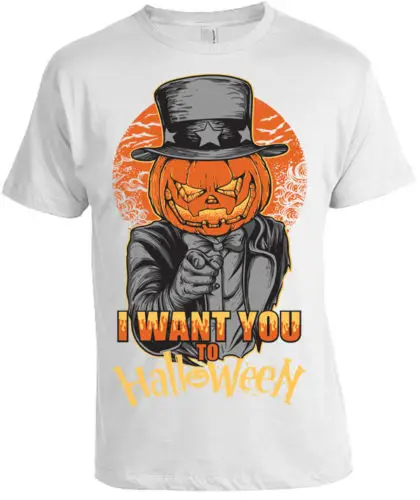 I want you to HALLOWEEN Футболка мужская женская забавная Тыква Оранжевый постер крутая