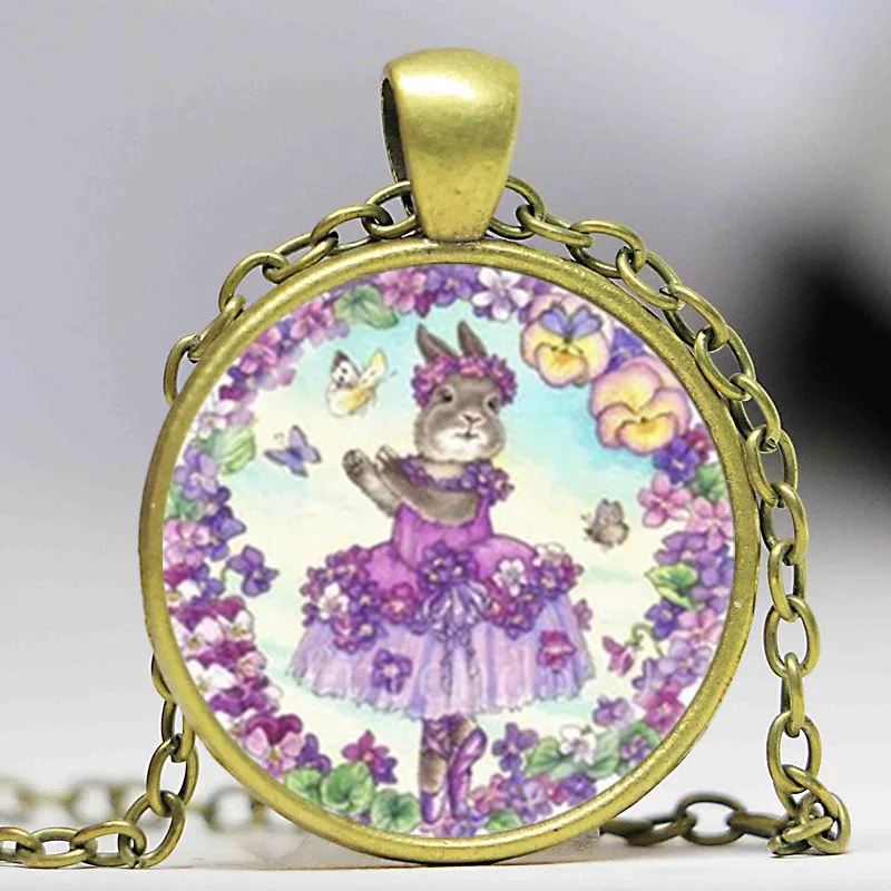 Балерина колье с кулоном фигуркой кролика и кроликом фото подвеска бабочка цветы
