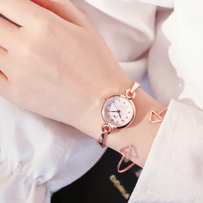 Gold Pink Модные женские часы-браслет, роскошные Брендовые женские часы, изысканная стальная цепочка, кварцевые наручные часы, женские нарядные часы, Reloj Mujer - Цвет: Gold Pink